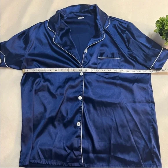 Amazon | Blue Satin Pajamas Set - Picture 5 of 7